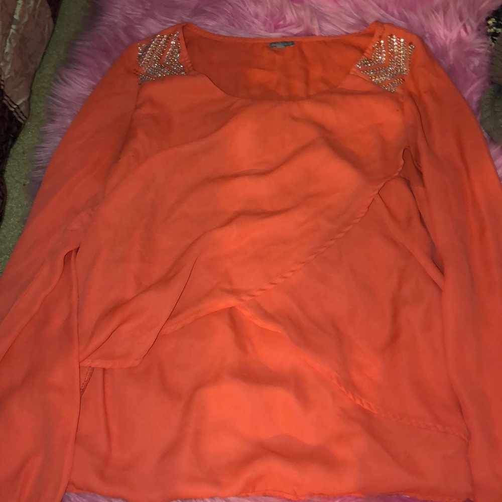 peachy orange blinged top